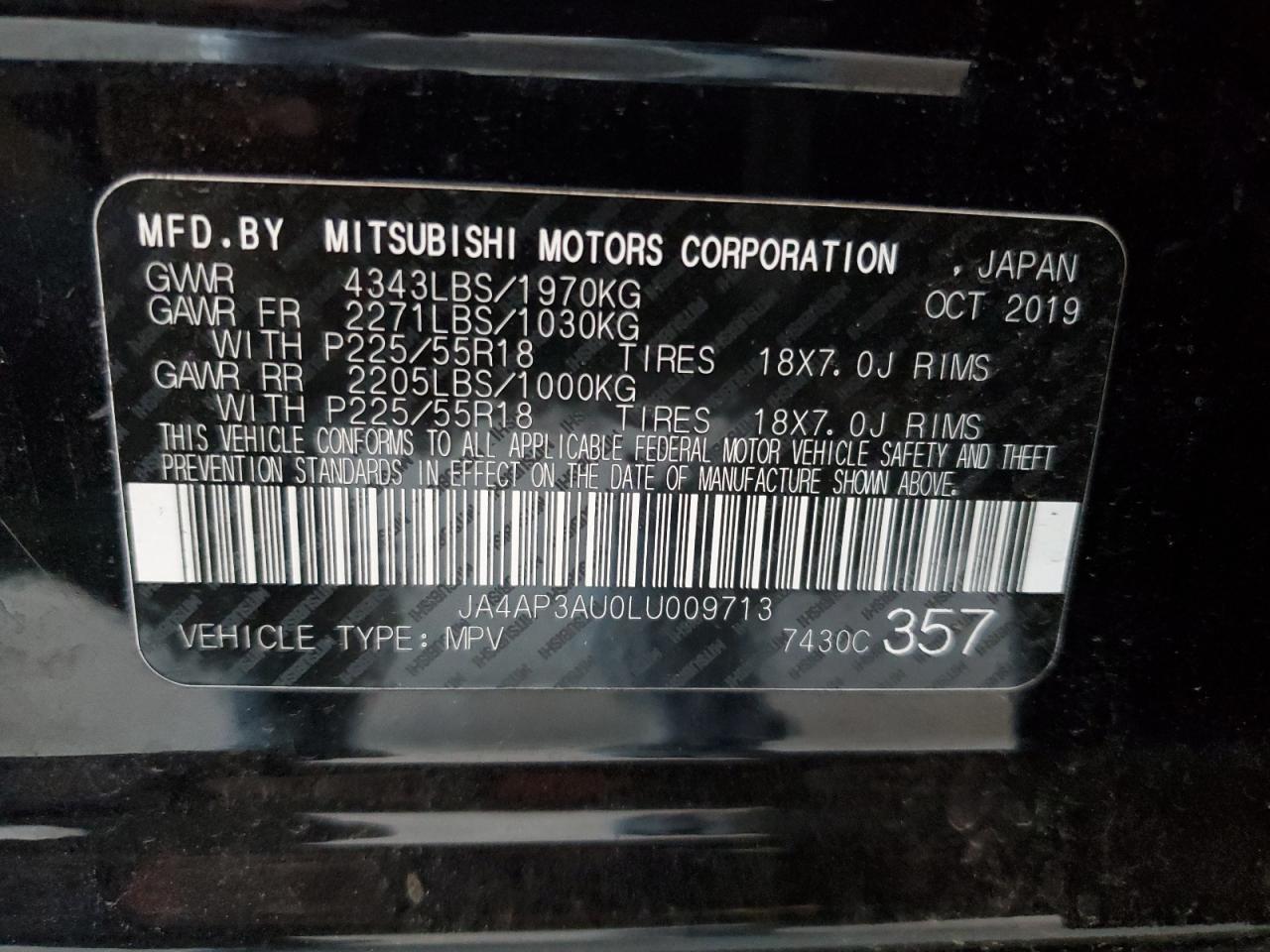 2020 Mitsubishi Outlander Sport Es VIN: JA4AP3AU0LU009713 Lot: 89571015