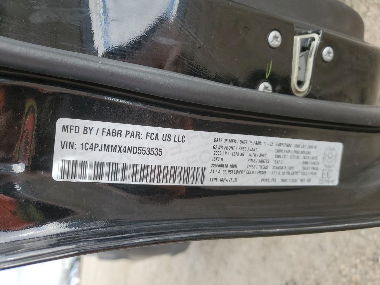 2022 Jeep Cherokee Latitude Lux VIN: 1C4PJMMX4ND553535 Lot: 84751145