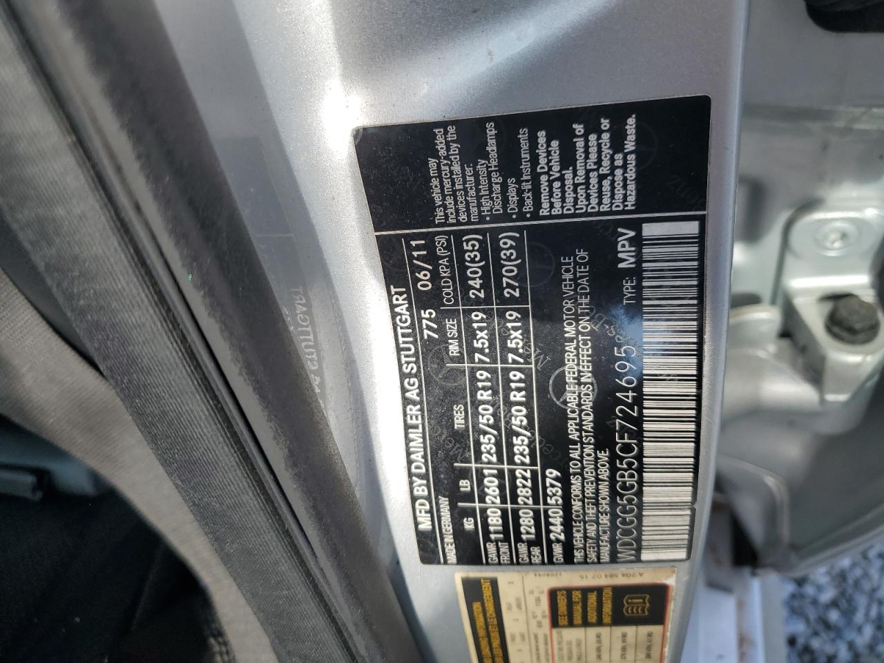 2012 Mercedes-Benz Glk 350 VIN: WDCGG5GB5CF724695 Lot: 86162225