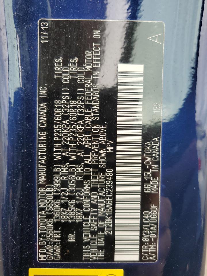 2014 Lexus Rx 350 Base VIN: 2T2BK1BA6EC239480 Lot: 85876965