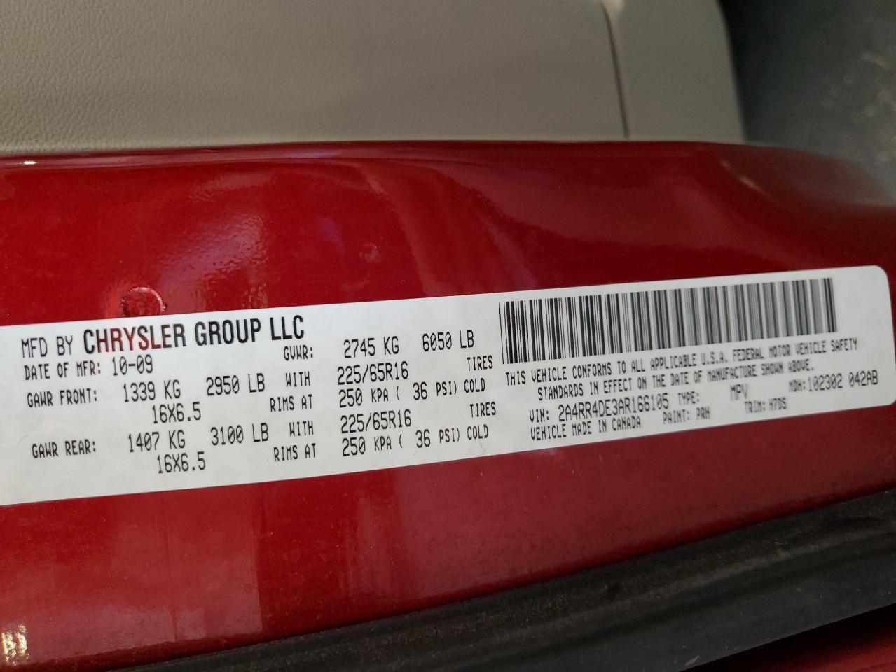 2010 Chrysler Town & Country Lx VIN: 2A4RR4DE3AR166105 Lot: 86264355