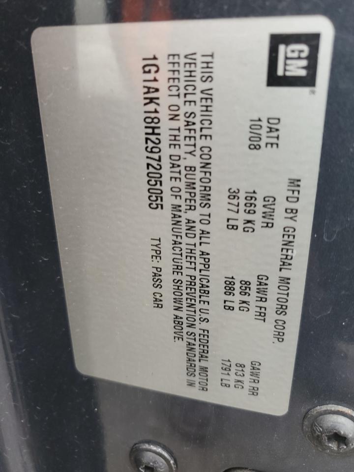 2009 Chevrolet Cobalt Ls VIN: 1G1AK18H297205055 Lot: 87490355