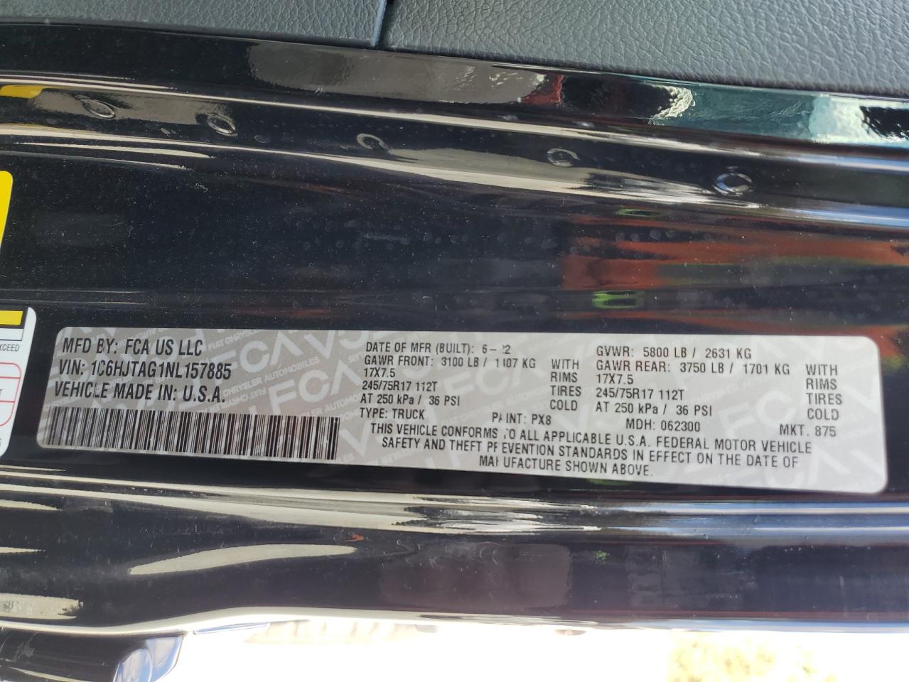 2022 Jeep Gladiator Sport VIN: 1C6HJTAG1NL157885 Lot: 90274875