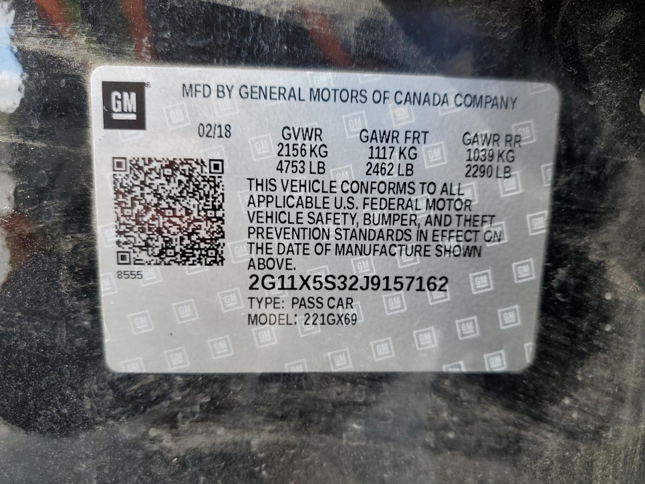 2018 Chevrolet Impala Ls VIN: 2G11X5S32J9157162 Lot: 86057455