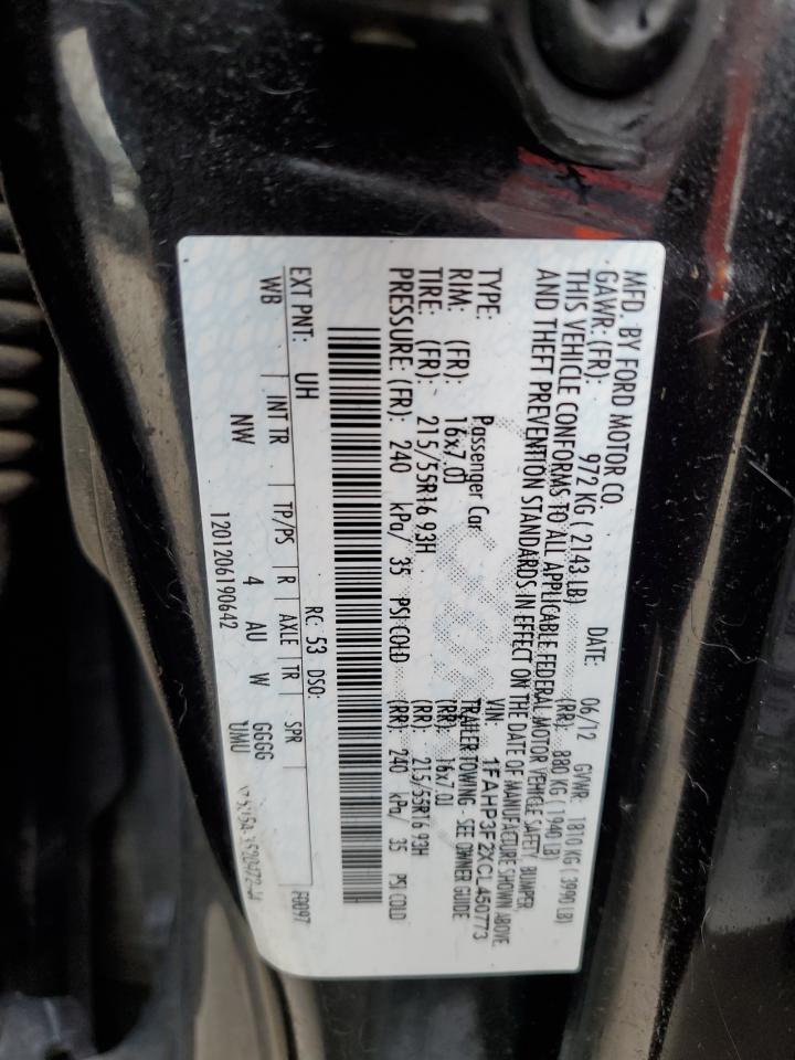 2012 Ford Focus Se VIN: 1FAHP3F2XCL450773 Lot: 85781555