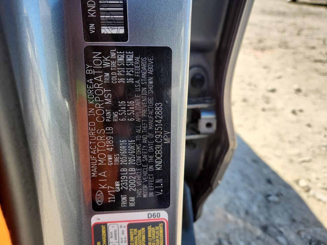 2018 Kia Niro Fe VIN: KNDCB3LC9J5142883 Lot: 87064265