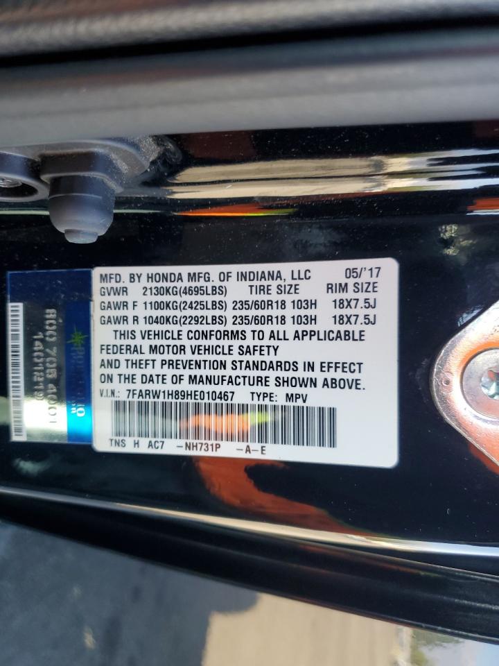 2017 Honda Cr-V Exl VIN: 7FARW1H89HE010467 Lot: 82680635