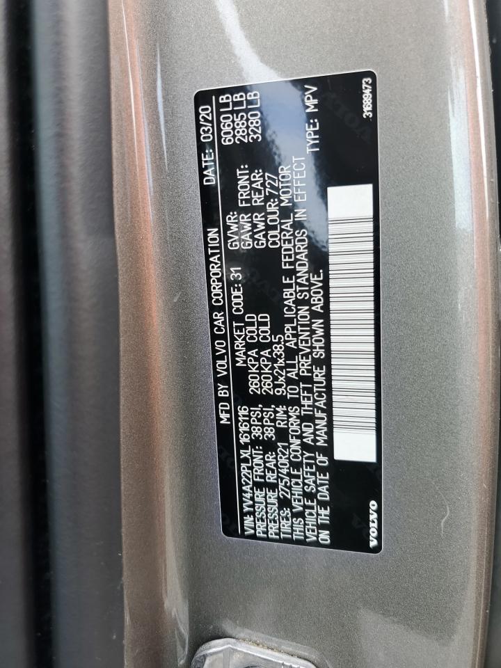 2020 Volvo Xc90 T6 Inscription VIN: YV4A22PLXL1616116 Lot: 84832995