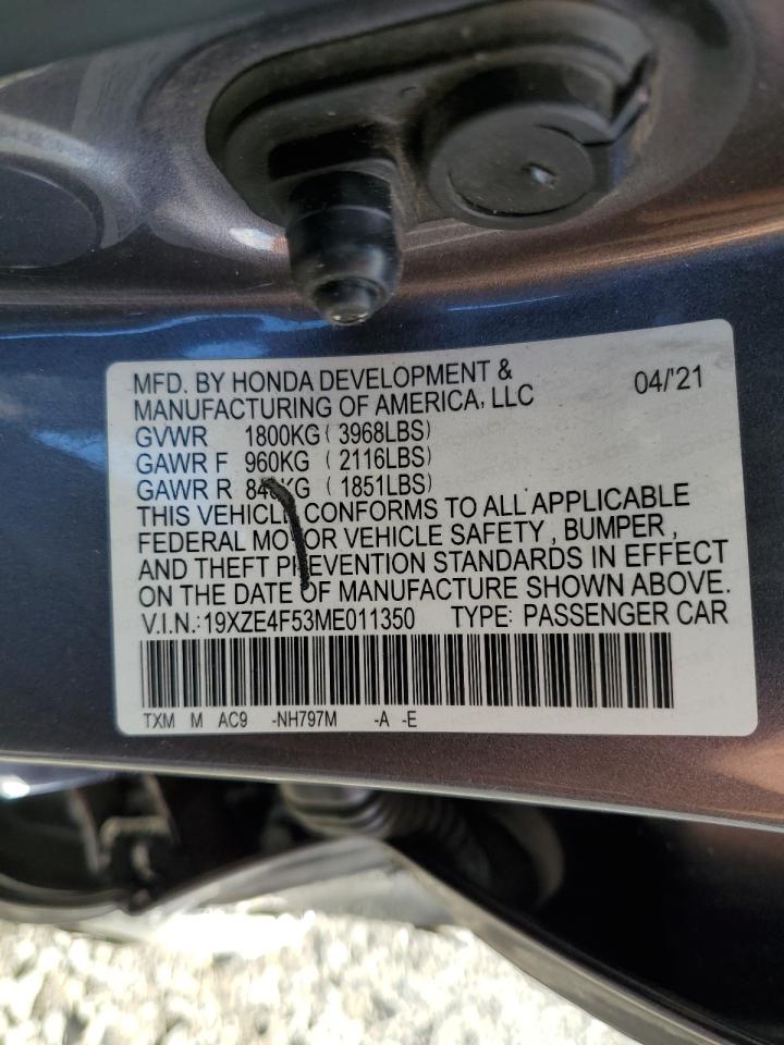 2021 Honda Insight Ex VIN: 19XZE4F53ME011350 Lot: 85555585