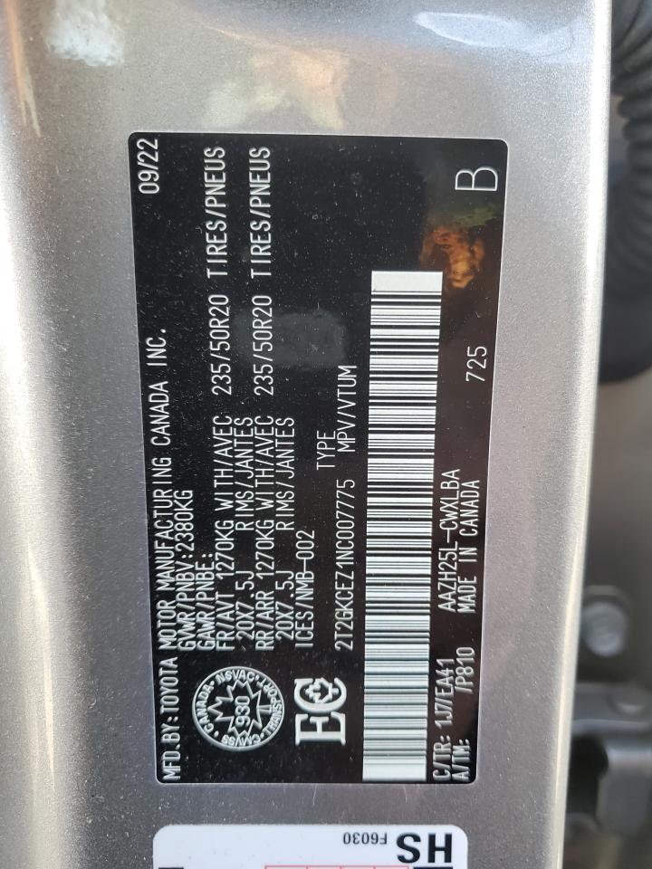 2022 Lexus Nx 350H VIN: 2T2GKCEZ1NC007775 Lot: 80367985