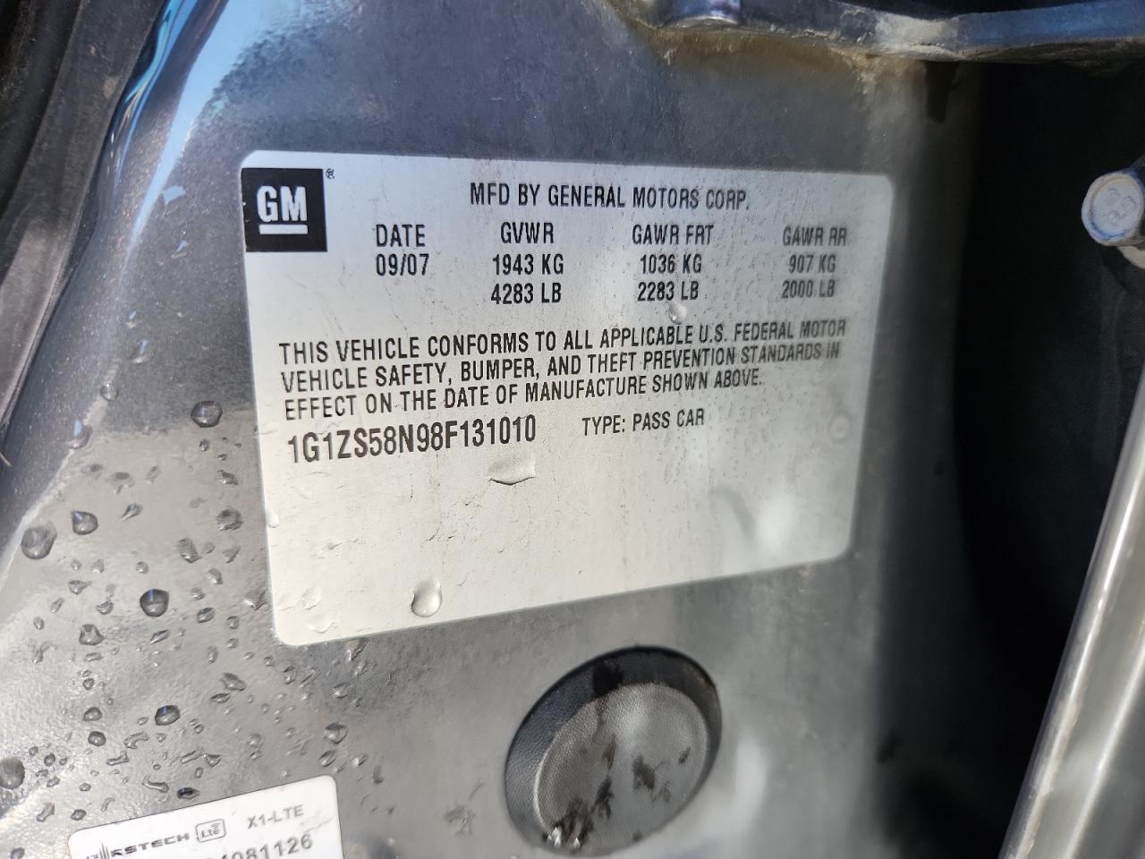 2008 Chevrolet Malibu Ls VIN: 1G1ZS58N98F131010 Lot: 84062825