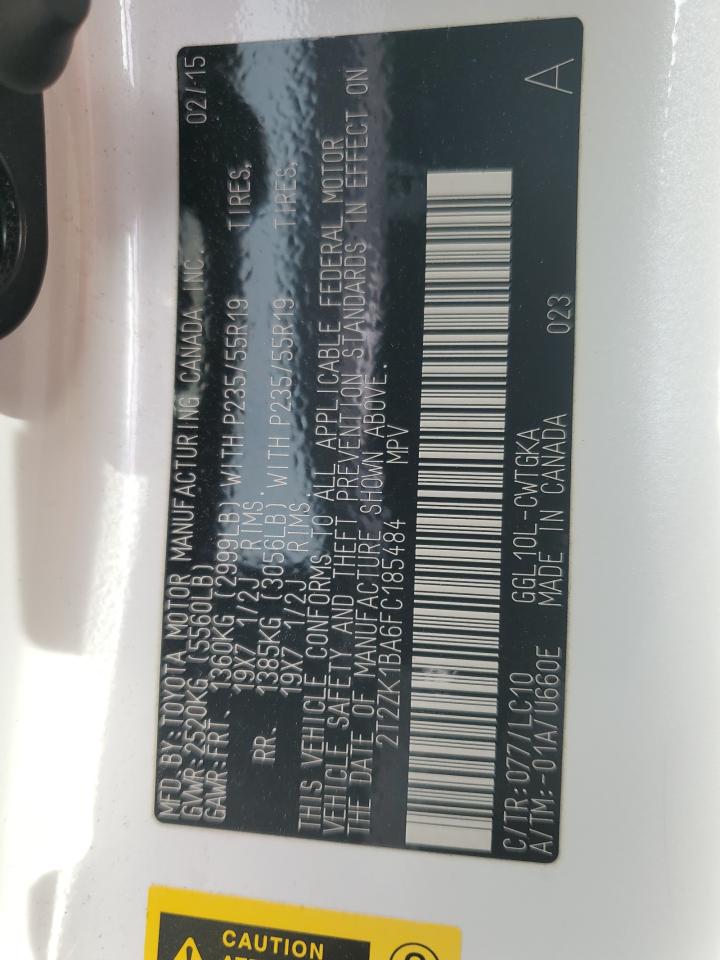 2015 Lexus Rx 350 VIN: 2T2ZK1BA6FC185484 Lot: 84977035