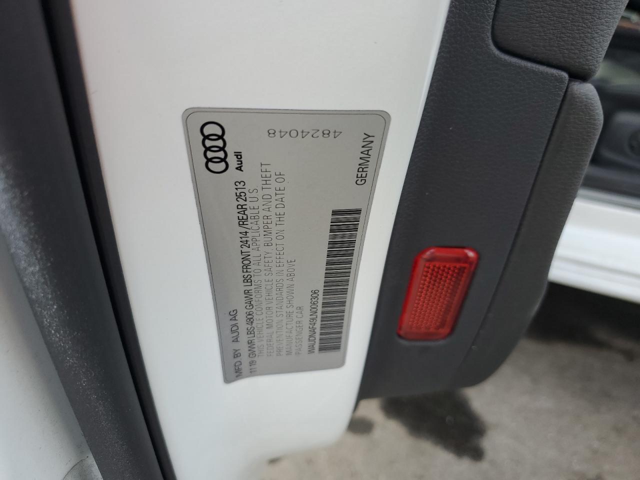 2020 Audi A4 Premium VIN: WAUDNAF49LN006306 Lot: 90642675