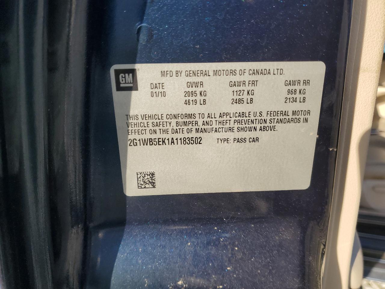 2010 Chevrolet Impala Lt VIN: 2G1WB5EK1A1183502 Lot: 82207725