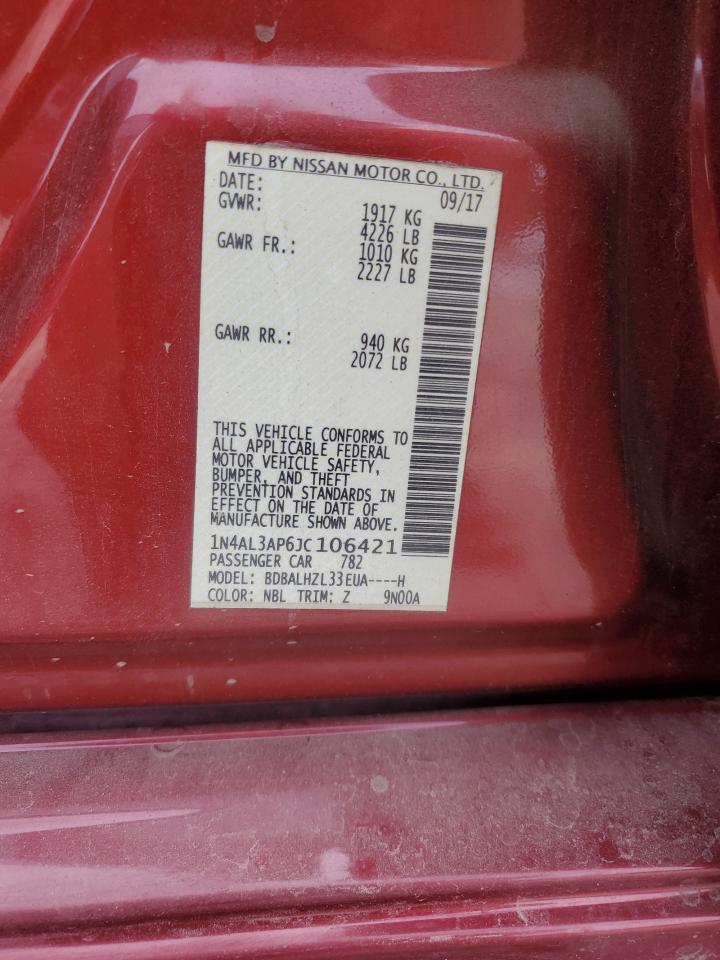 2018 Nissan Altima 2.5 VIN: 1N4AL3AP6JC106421 Lot: 85190435