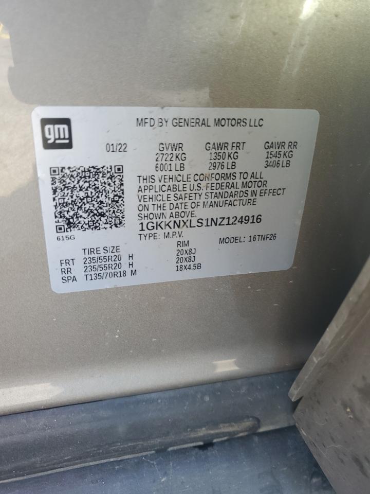 2022 GMC Acadia Denali VIN: 1GKKNXLS1NZ124916 Lot: 85601865