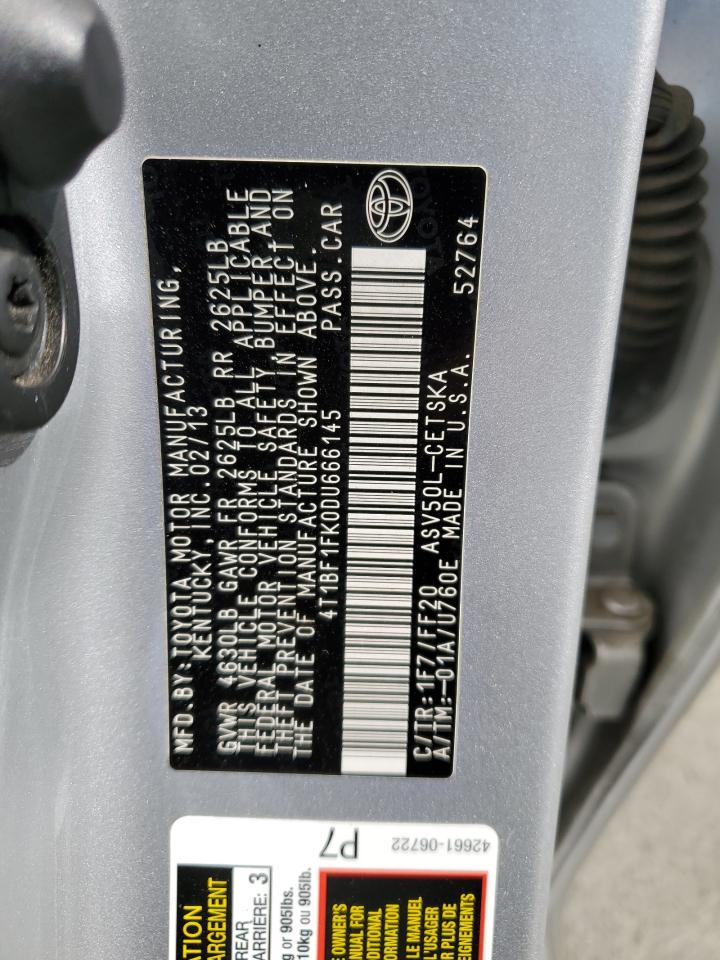 2013 Toyota Camry L VIN: 4T1BF1FK0DU666145 Lot: 82317965