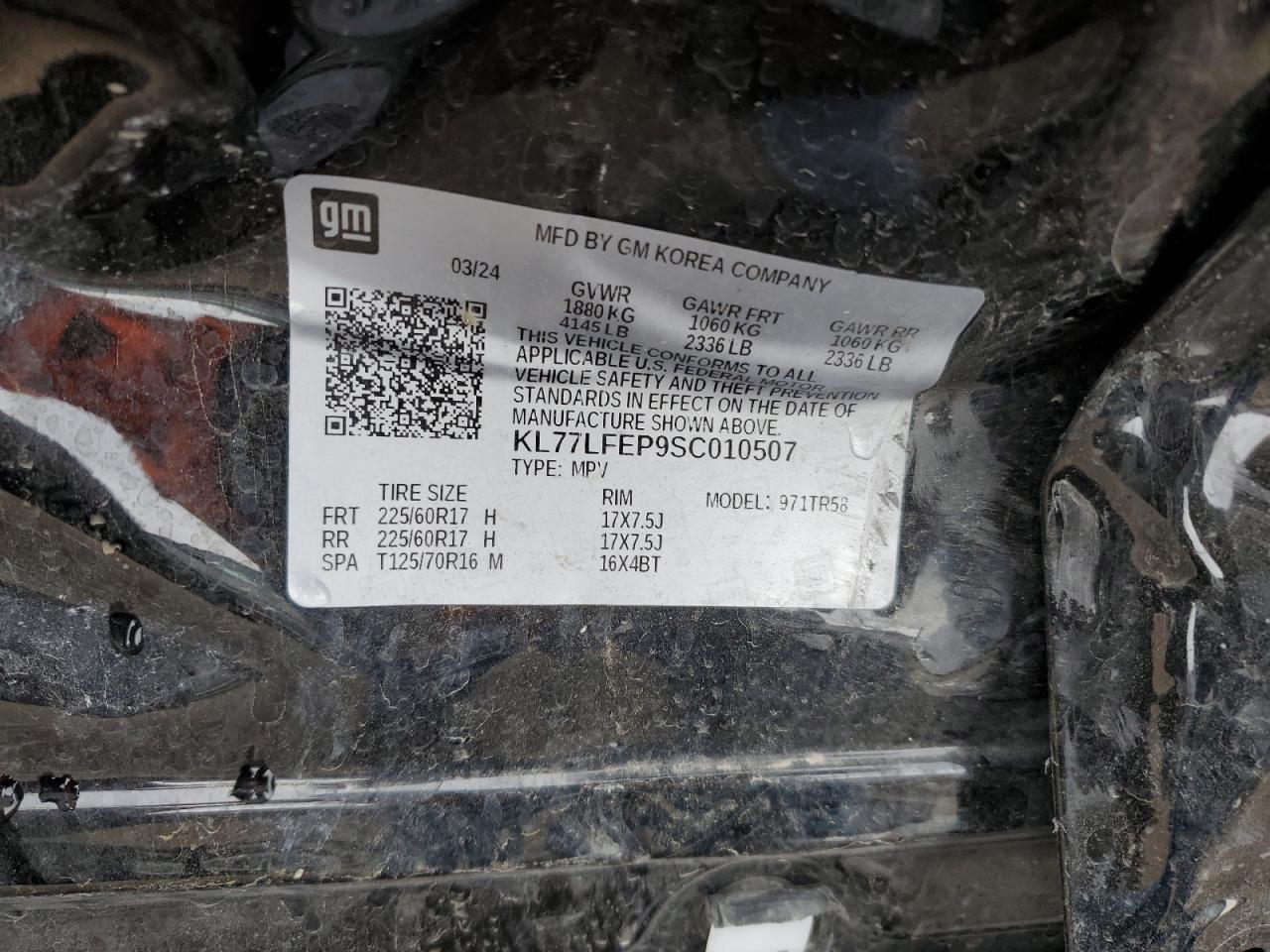 2025 Chevrolet Trax Ls VIN: KL77LFEP9SC010507 Lot: 86643615