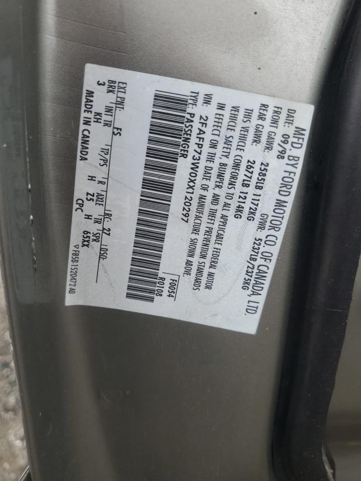 1999 Ford Crown Victoria VIN: 2FAFP73W0XX120297 Lot: 84380815