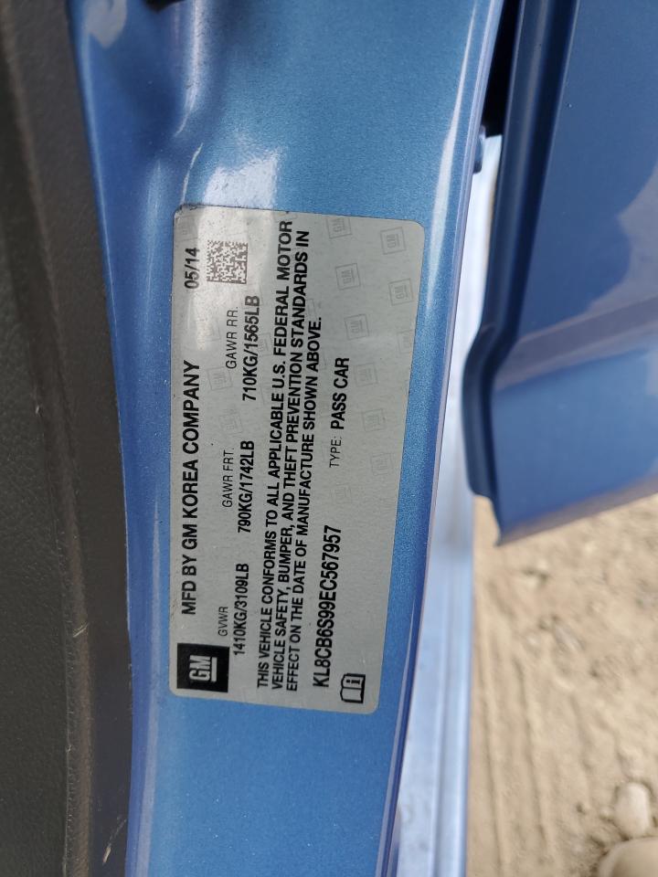 2014 Chevrolet Spark Ls VIN: KL8CB6S99EC567957 Lot: 82414235