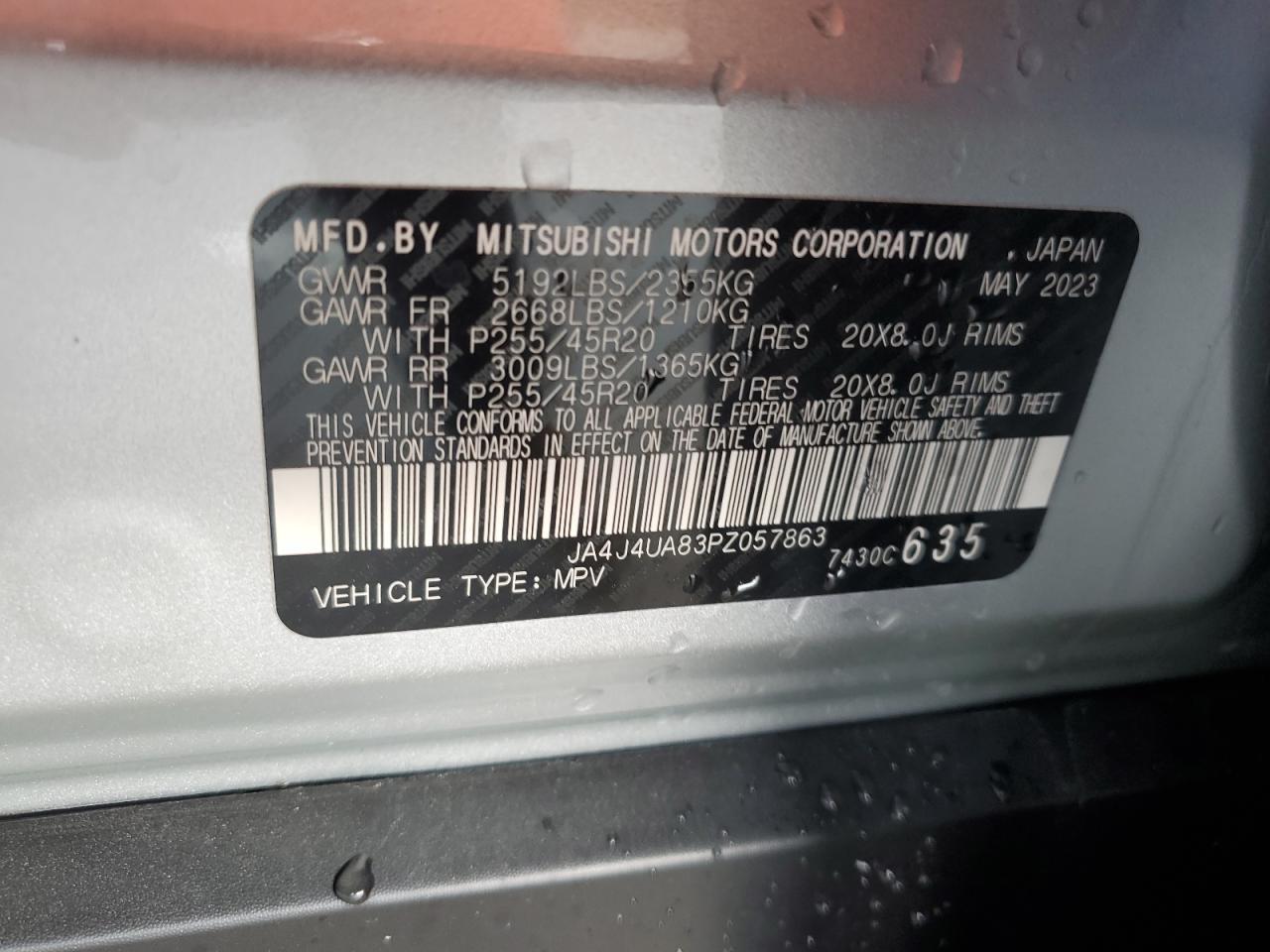 2023 Mitsubishi Outlander Se VIN: JA4J4UA83PZ057863 Lot: 90228295
