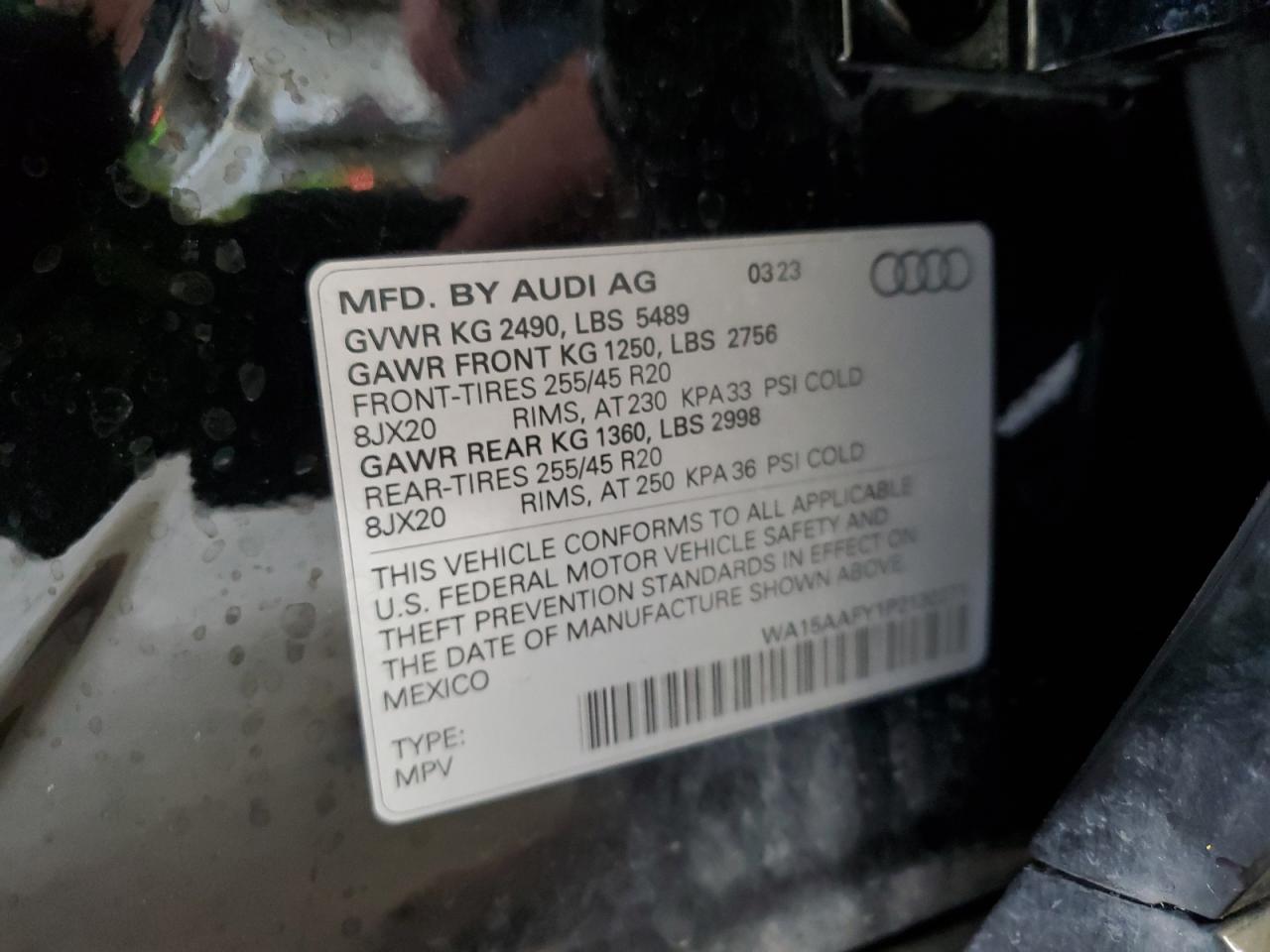 2023 Audi Q5 Sportback Prm Pls 45 VIN: WA15AAFY1P2130271 Lot: 86322855