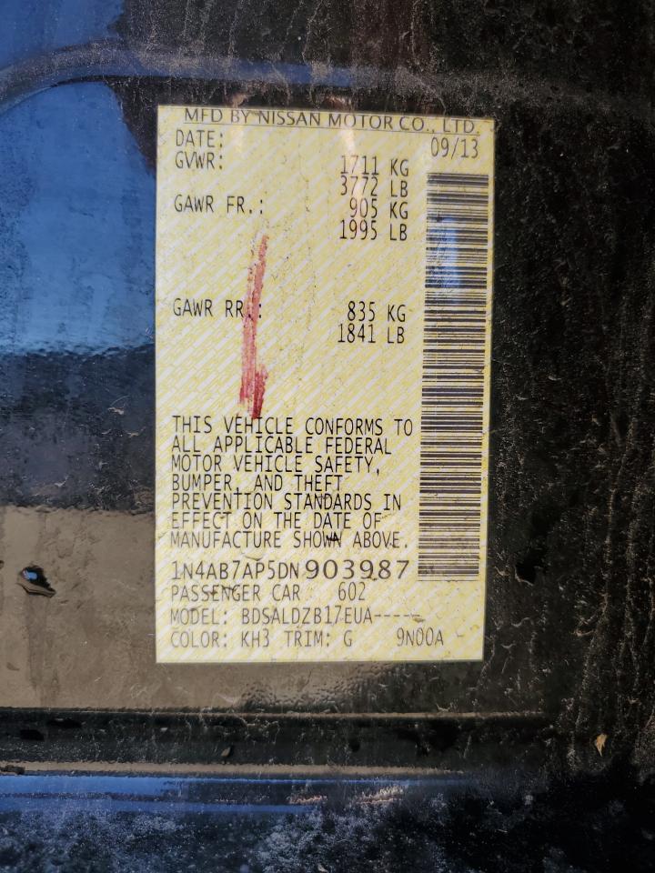 2013 Nissan Sentra S VIN: 1N4AB7AP5DN903987 Lot: 85727015