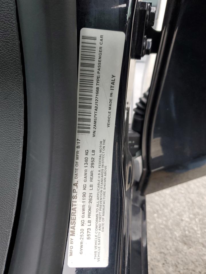 2018 Maserati Ghibli S VIN: ZAM57YTA2J1271668 Lot: 86211515