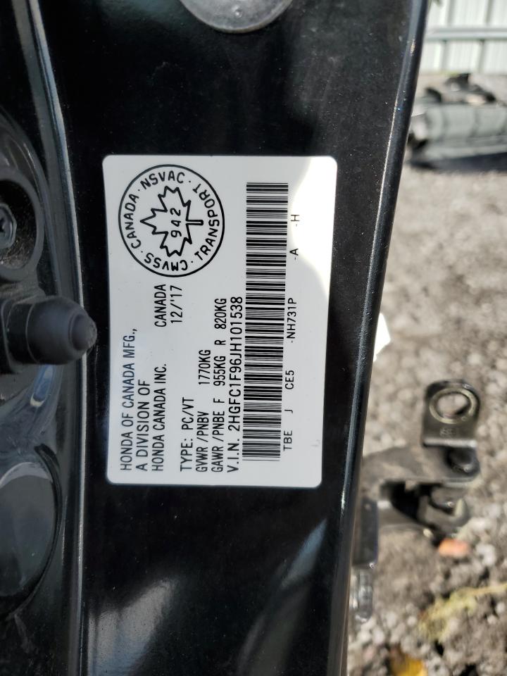 2018 Honda Civic Touring VIN: 2HGFC1F96JH101538 Lot: 82279215