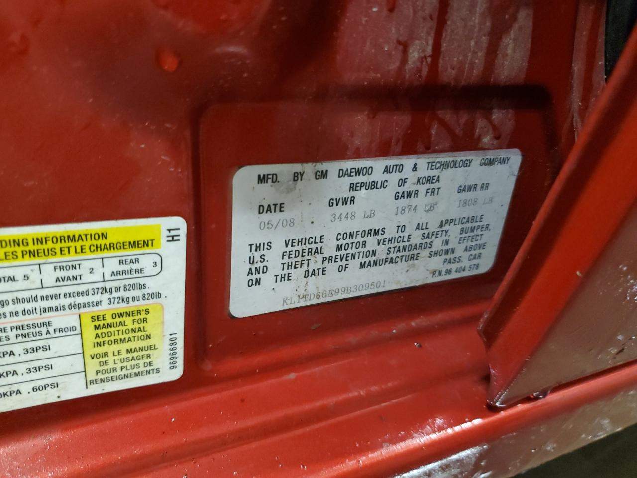 2009 Chevrolet Aveo Ls VIN: KL1TD66E99B309501 Lot: 86166145