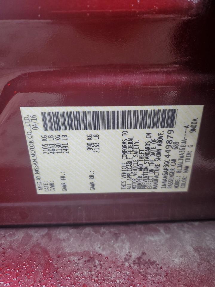 2016 Nissan Maxima 3.5S VIN: 1N4AA6AP3GC449879 Lot: 82764425