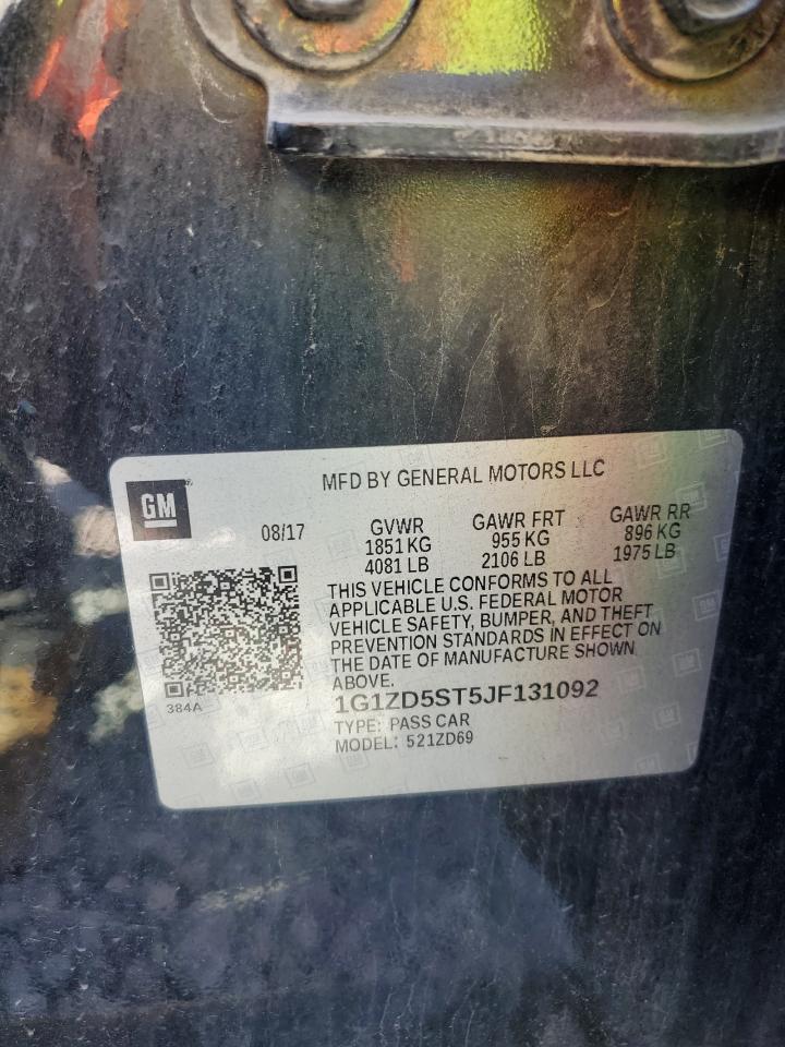 2018 Chevrolet Malibu Lt VIN: 1G1ZD5ST5JF131092 Lot: 84447845