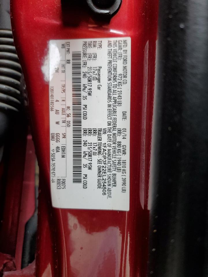 2014 Ford Focus Se VIN: 1FADP3F22EL254506 Lot: 86112675