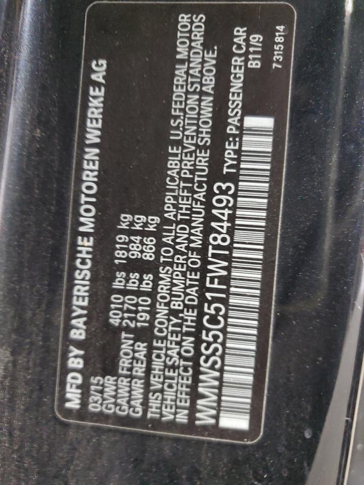 2015 Mini Cooper S Paceman VIN: WMWSS5C51FWT84493 Lot: 90081895