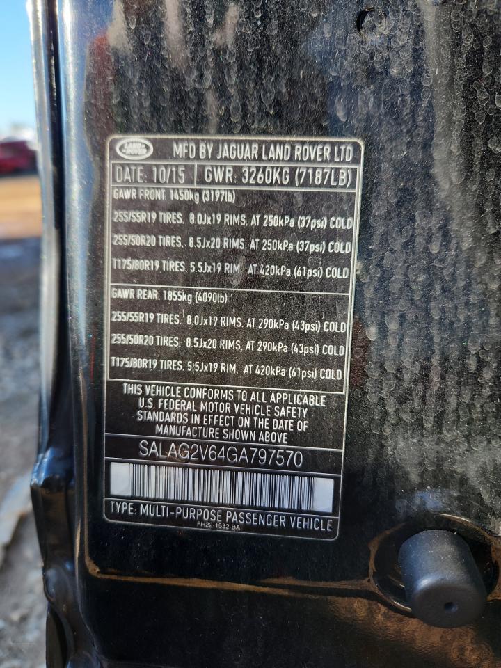 2016 Land Rover Lr4 Hse VIN: SALAG2V64GA797570 Lot: 90832725