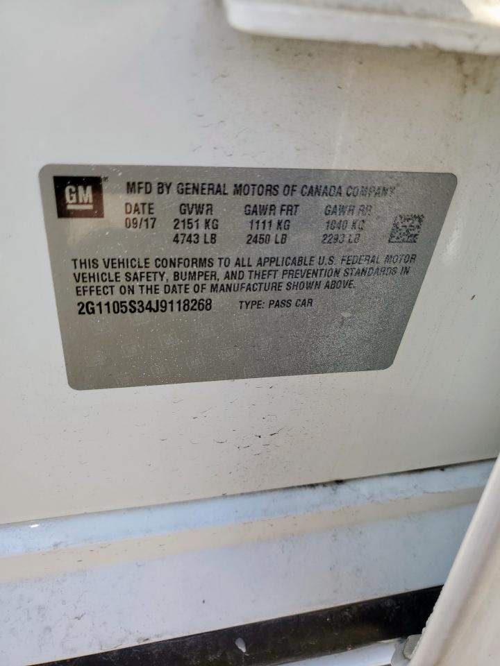 2018 Chevrolet Impala Lt VIN: 2G1105S34J9118268 Lot: 85537445