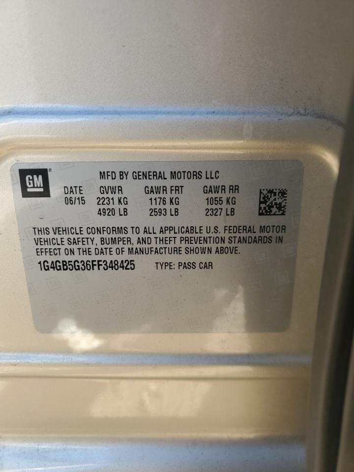 2015 Buick Lacrosse VIN: 1G4GB5G36FF348425 Lot: 90331625