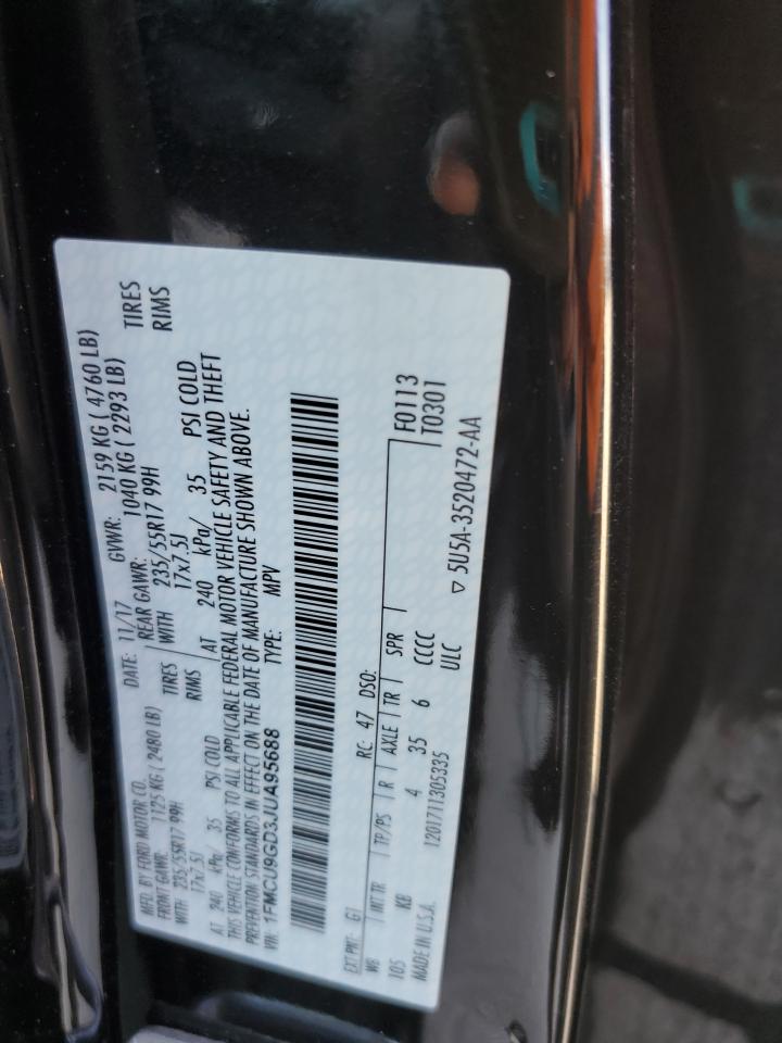 2018 Ford Escape Se VIN: 1FMCU9GD3JUA95688 Lot: 81983675