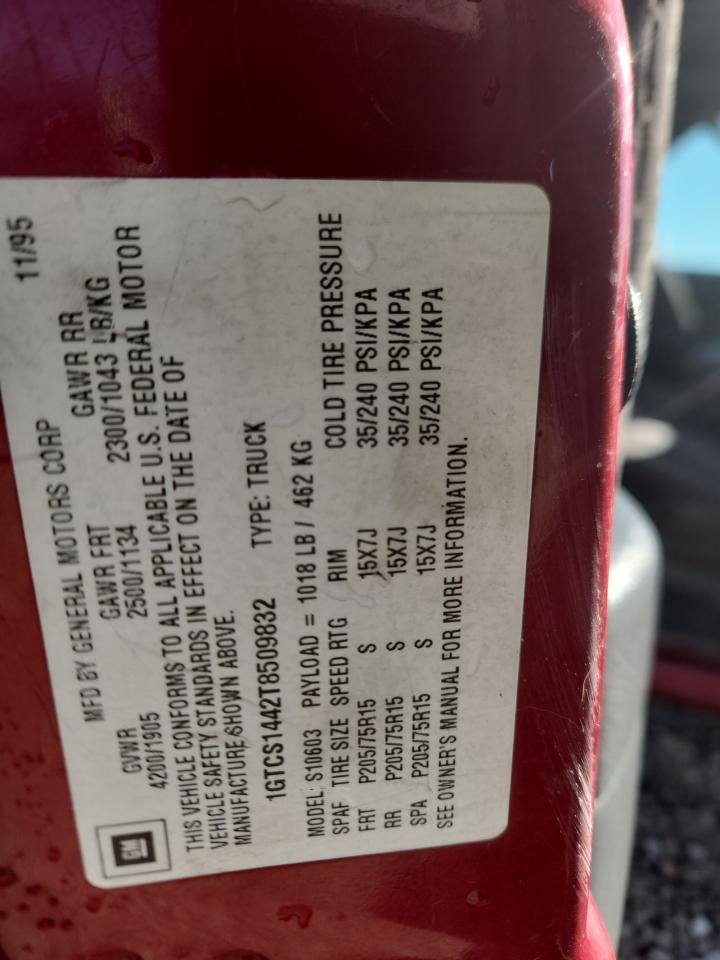 1996 GMC Sonoma VIN: 1GTCS1442T8509832 Lot: 89543515