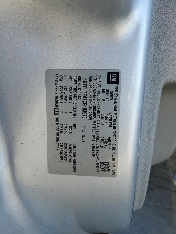 2012 GMC Sierra C1500 VIN: 3GTP1TEA7CG183976 Lot: 81936795