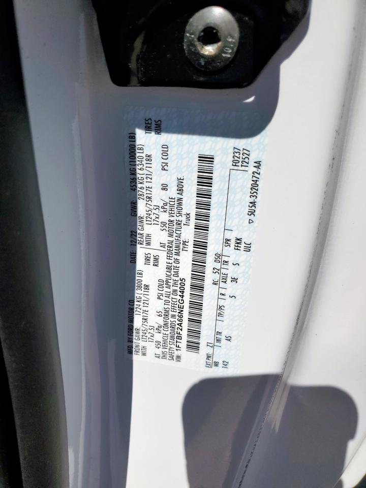 2022 Ford F250 Super Duty VIN: 1FTBF2A66NEG44005 Lot: 85583695