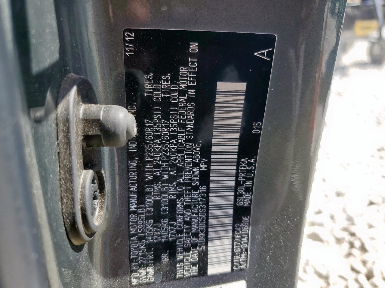 2013 Toyota Sienna Le VIN: 5TDKK3DC5DS317316 Lot: 86318805