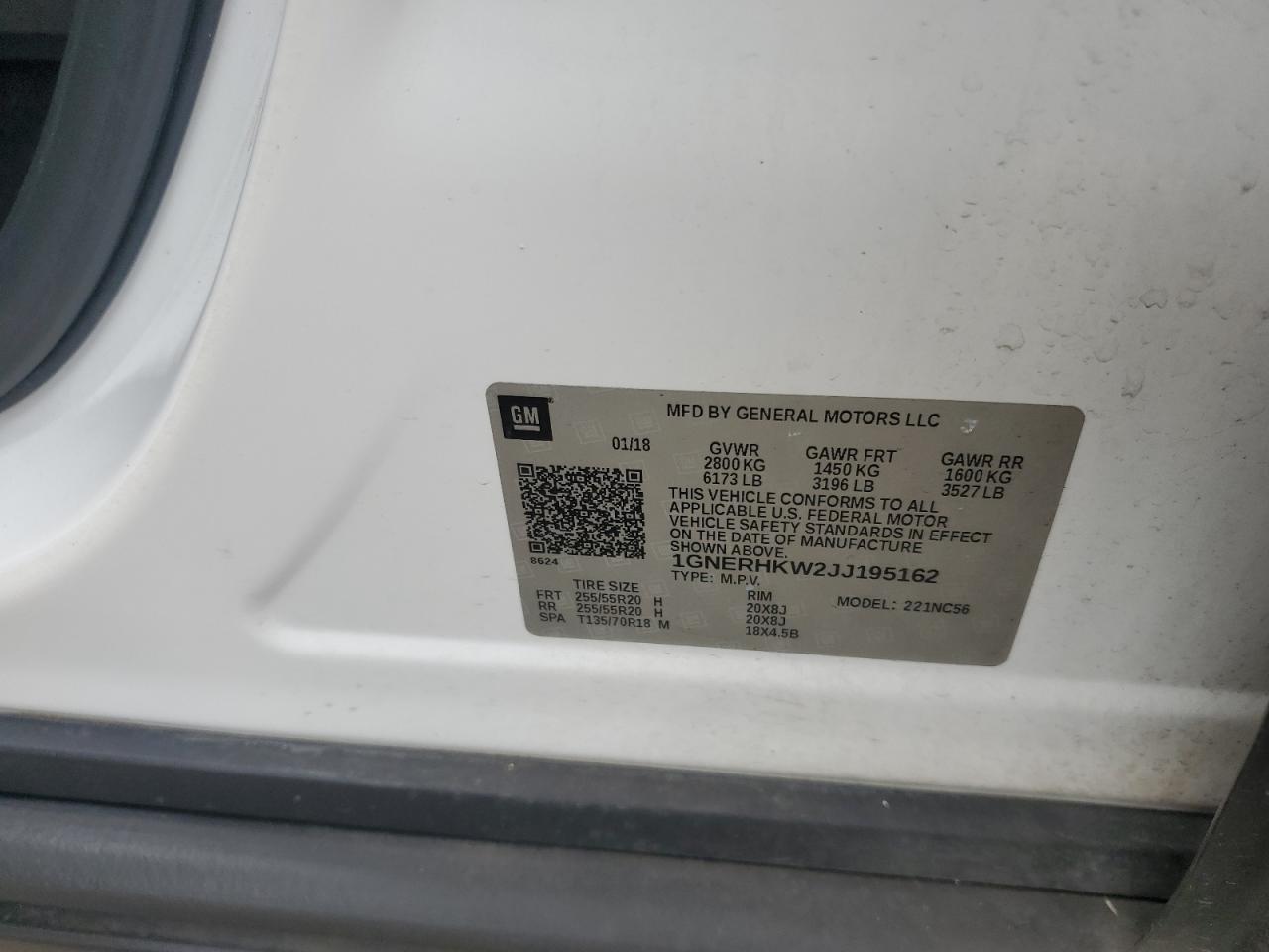 2018 Chevrolet Traverse Lt VIN: 1GNERHKW2JJ195162 Lot: 84573955