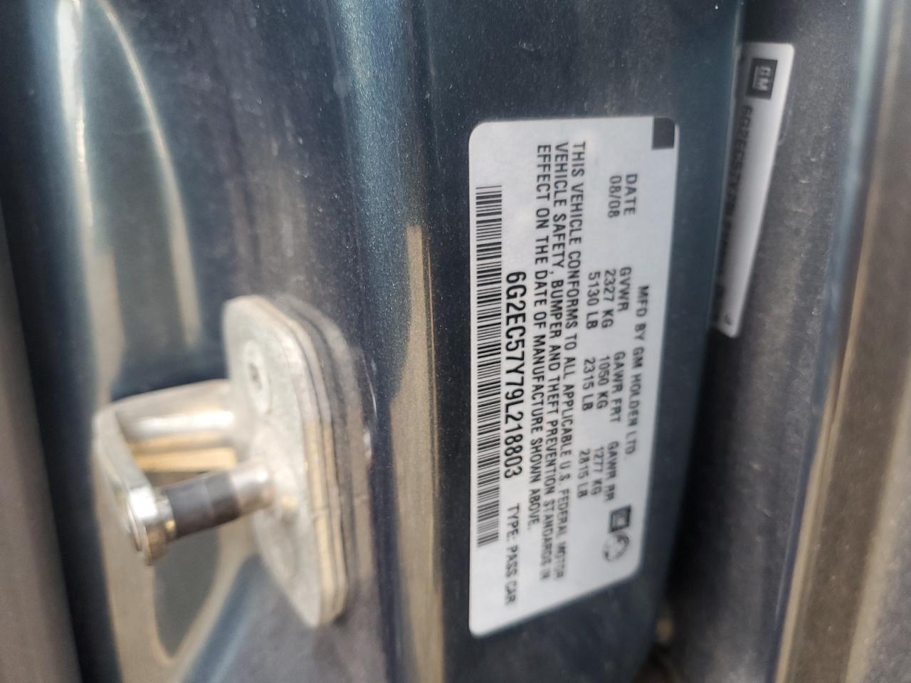 2009 Pontiac G8 Gt VIN: 6G2EC57Y79L218803 Lot: 81893705