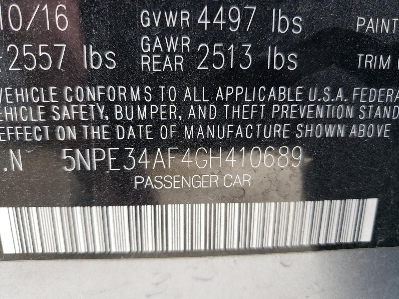 2016 Hyundai Sonata Sport VIN: 5NPE34AF4GH410689 Lot: 86528925