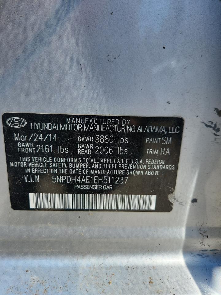 2014 Hyundai Elantra Se VIN: 5NPDH4AE1EH511237 Lot: 86300125
