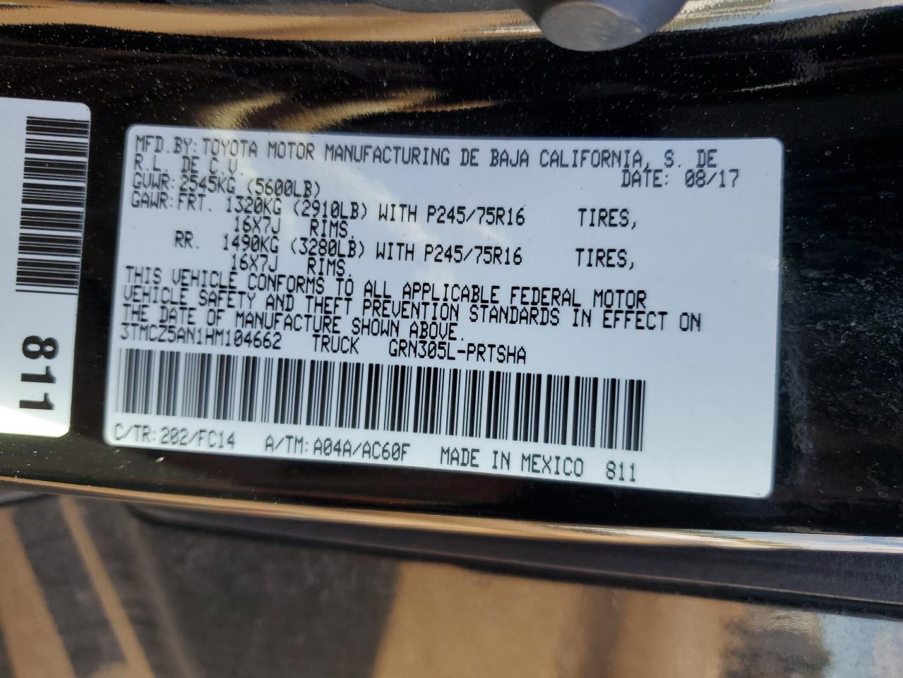 2017 Toyota Tacoma Double Cab VIN: 3TMCZ5AN1HM104662 Lot: 86186315