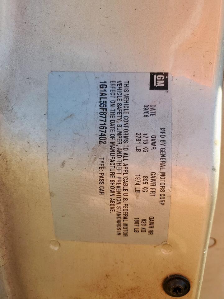 2007 Chevrolet Cobalt Lt VIN: 1G1AL55F877167402 Lot: 90889965