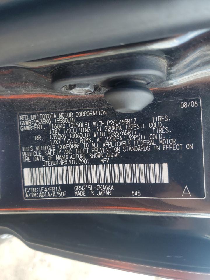 2007 Toyota 4Runner Sr5 VIN: JTEBU14RX70107901 Lot: 85180315