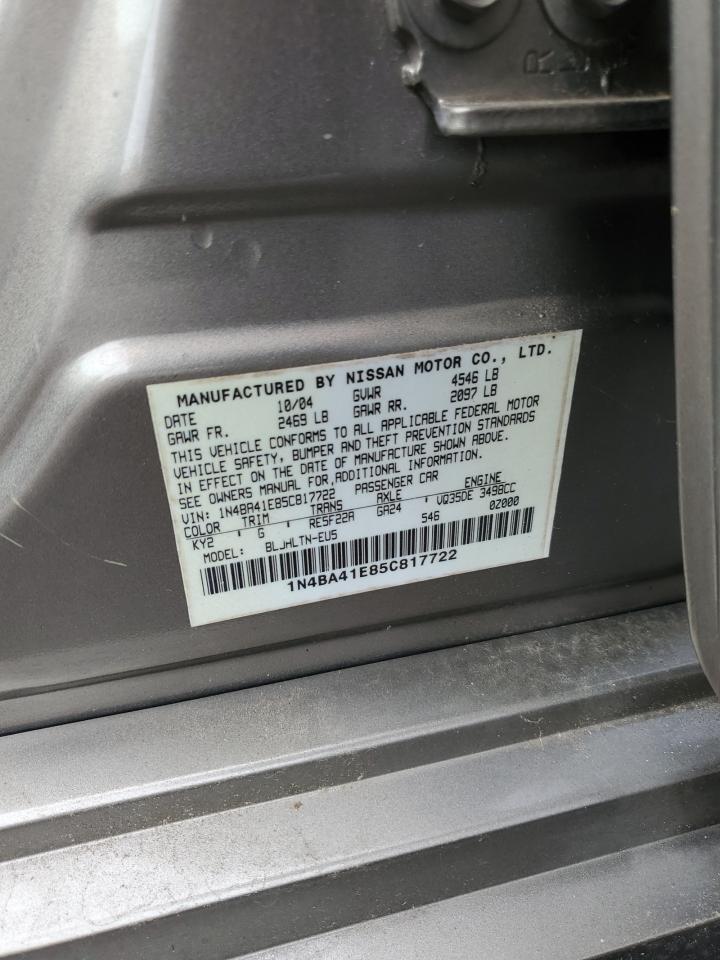 2005 Nissan Maxima Se VIN: 1N4BA41E85C817722 Lot: 82338515